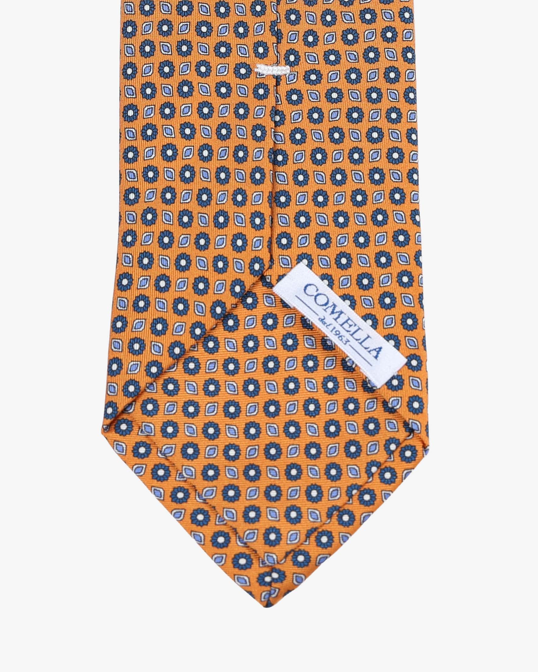 Cravatta con fantasia - Arancio e Blu - Comella Sartoria