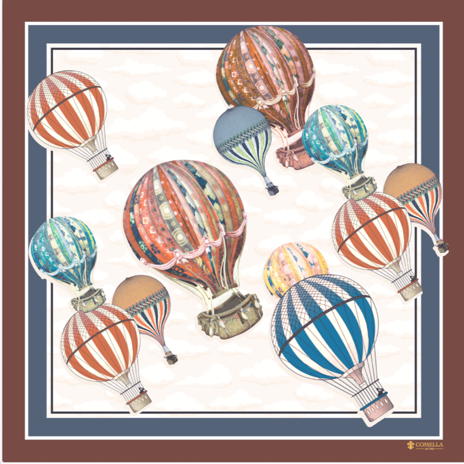 Foulard in Seta - Mongolfiere Marrone