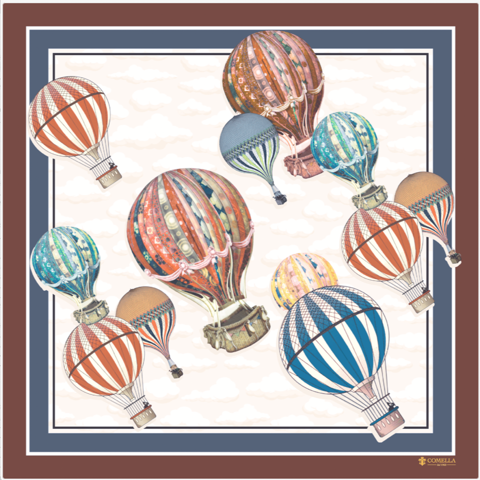 Foulard in Seta - Mongolfiere Marrone