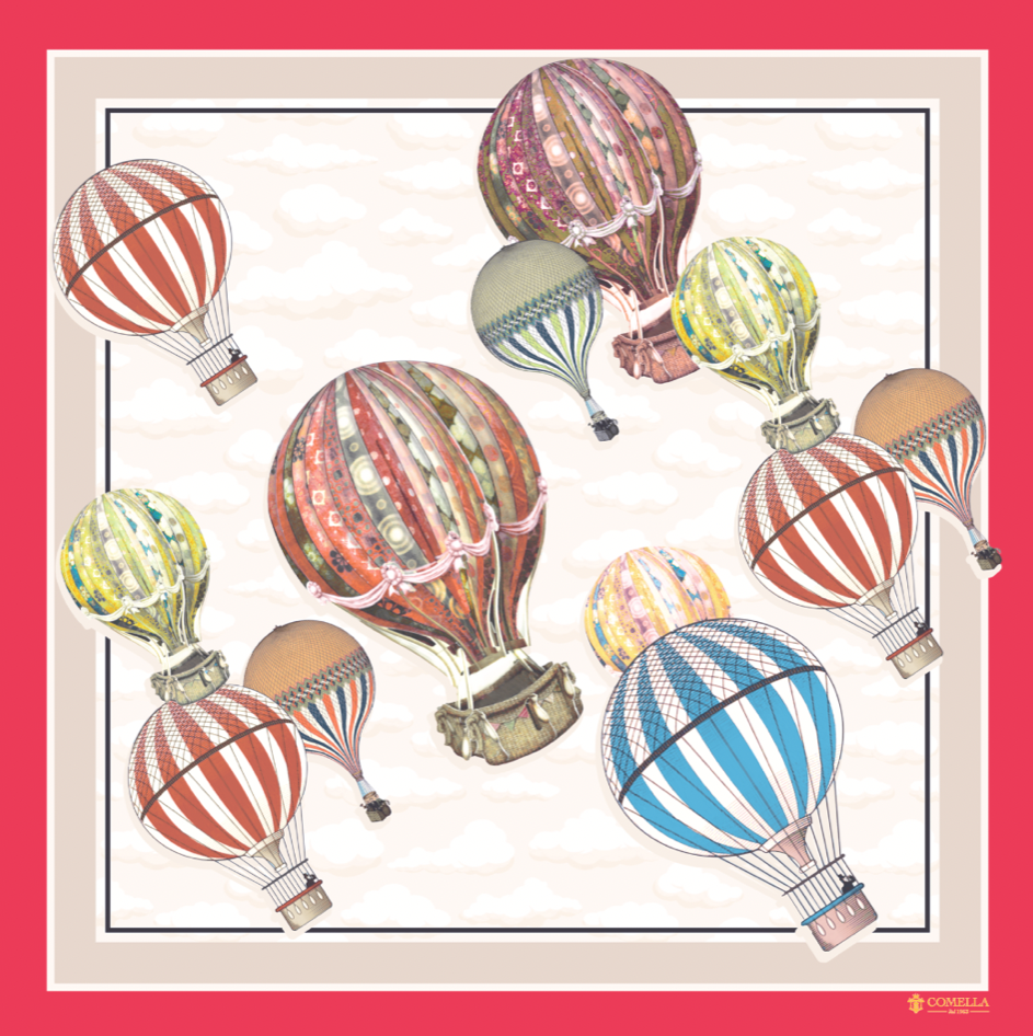 Foulard in Seta - Mongolfiere Rosa