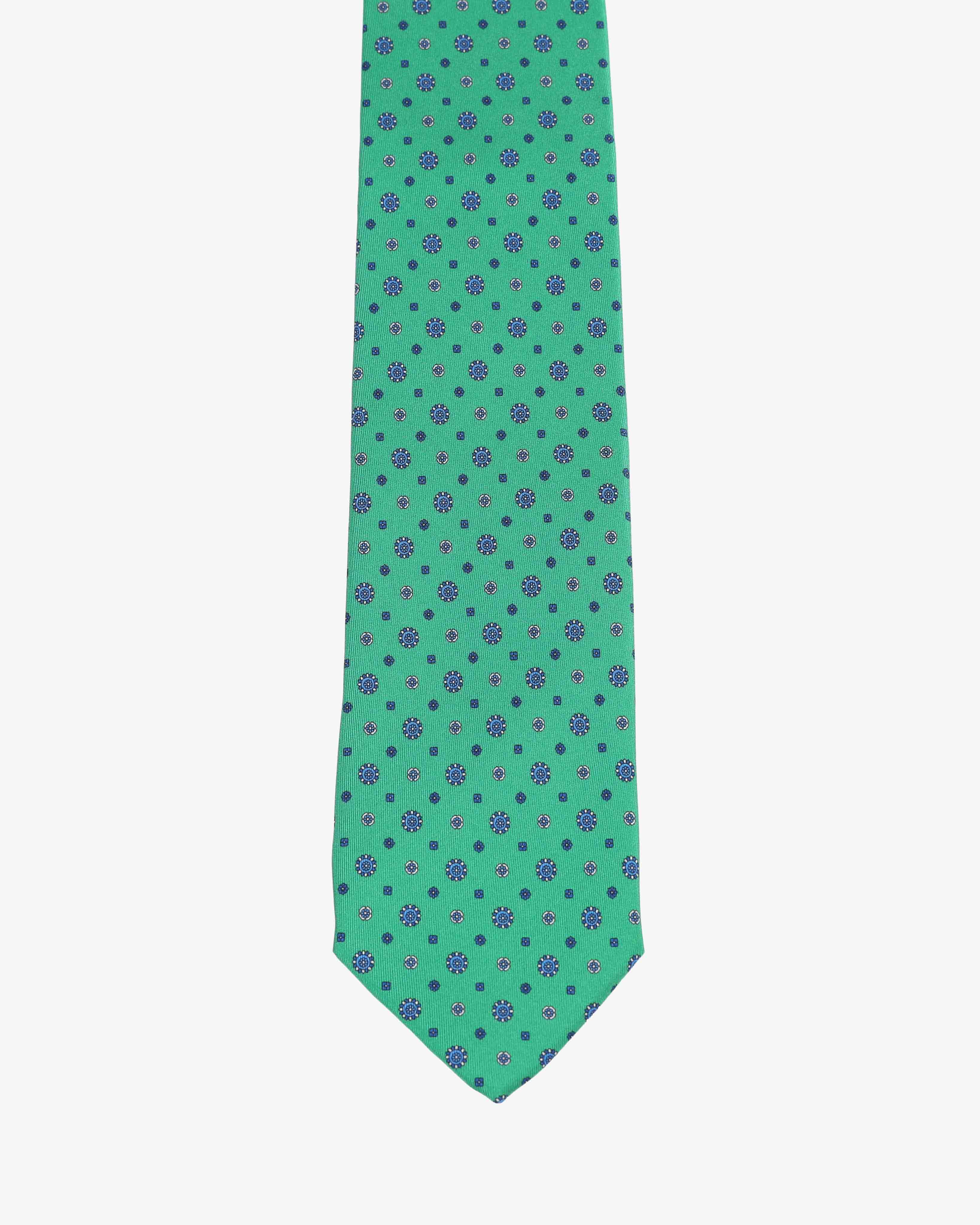 Cravatta con fantasia - Verde e Blu - Comella Sartoria