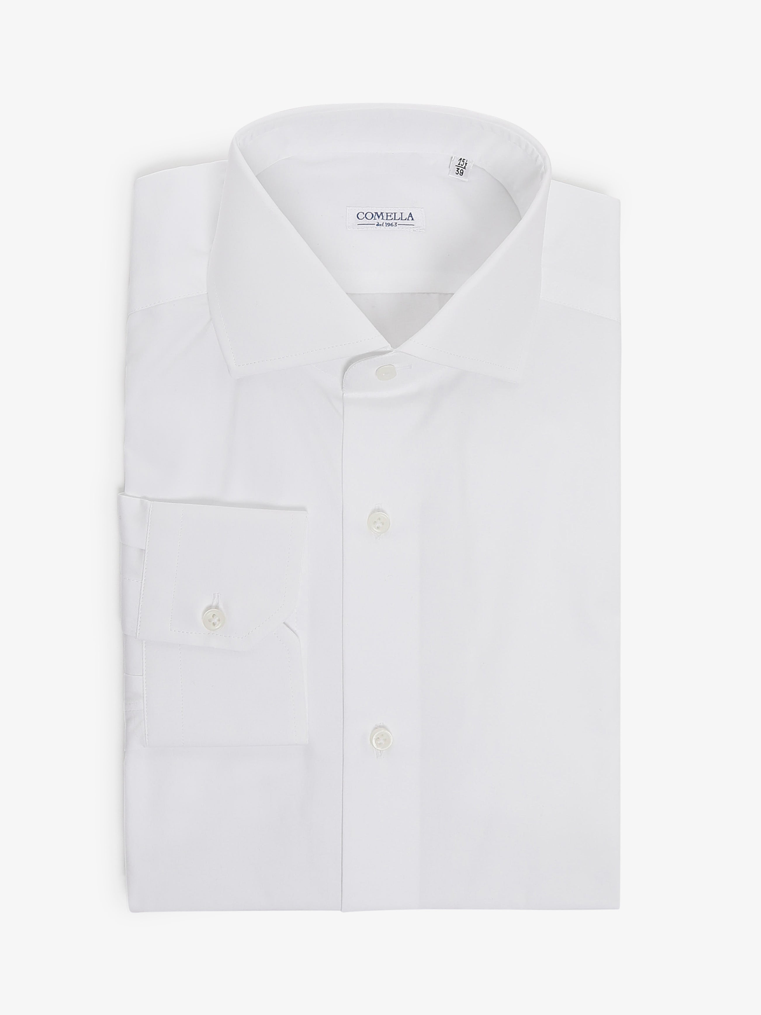 Camicia in Cotone collo diplomatico con bottoni ricoperti - Bianca
