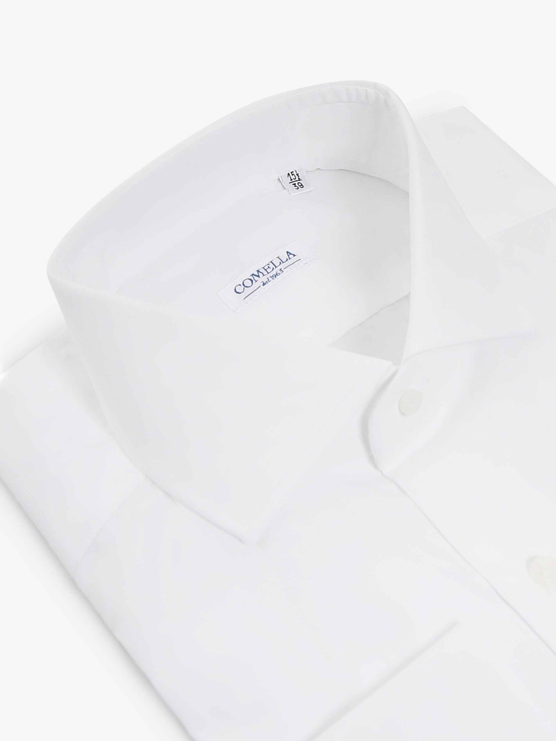 Camicia in Cotone collo diplomatico con bottoni ricoperti - Bianca