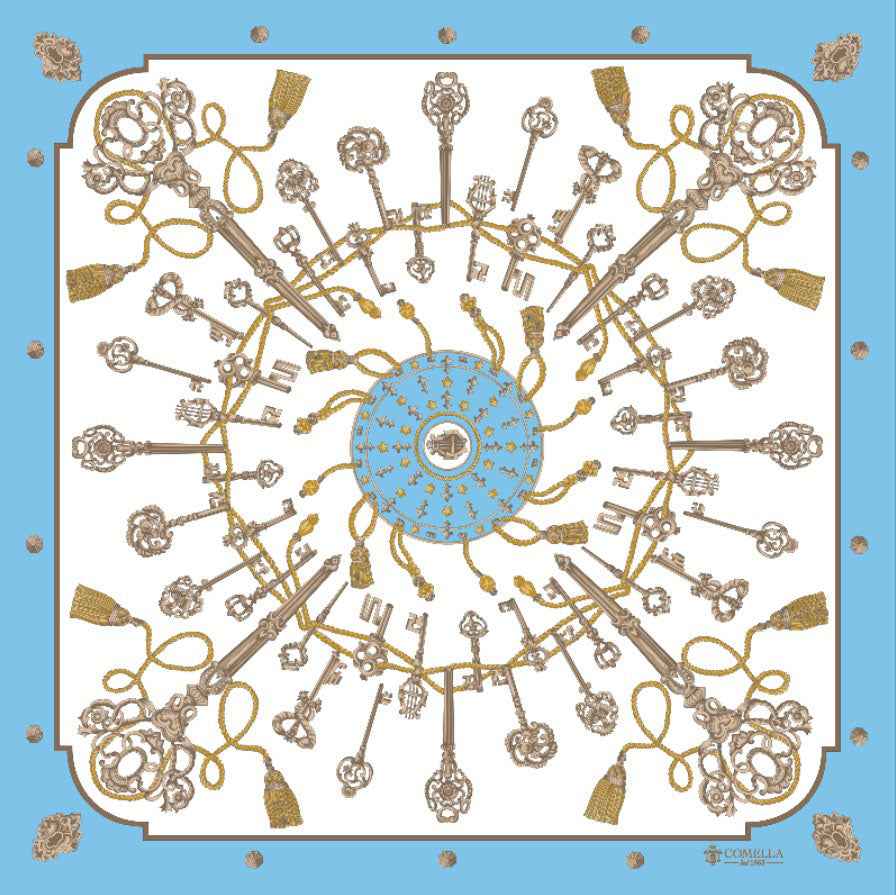 Foulard in Seta - Chiavi Azzurro