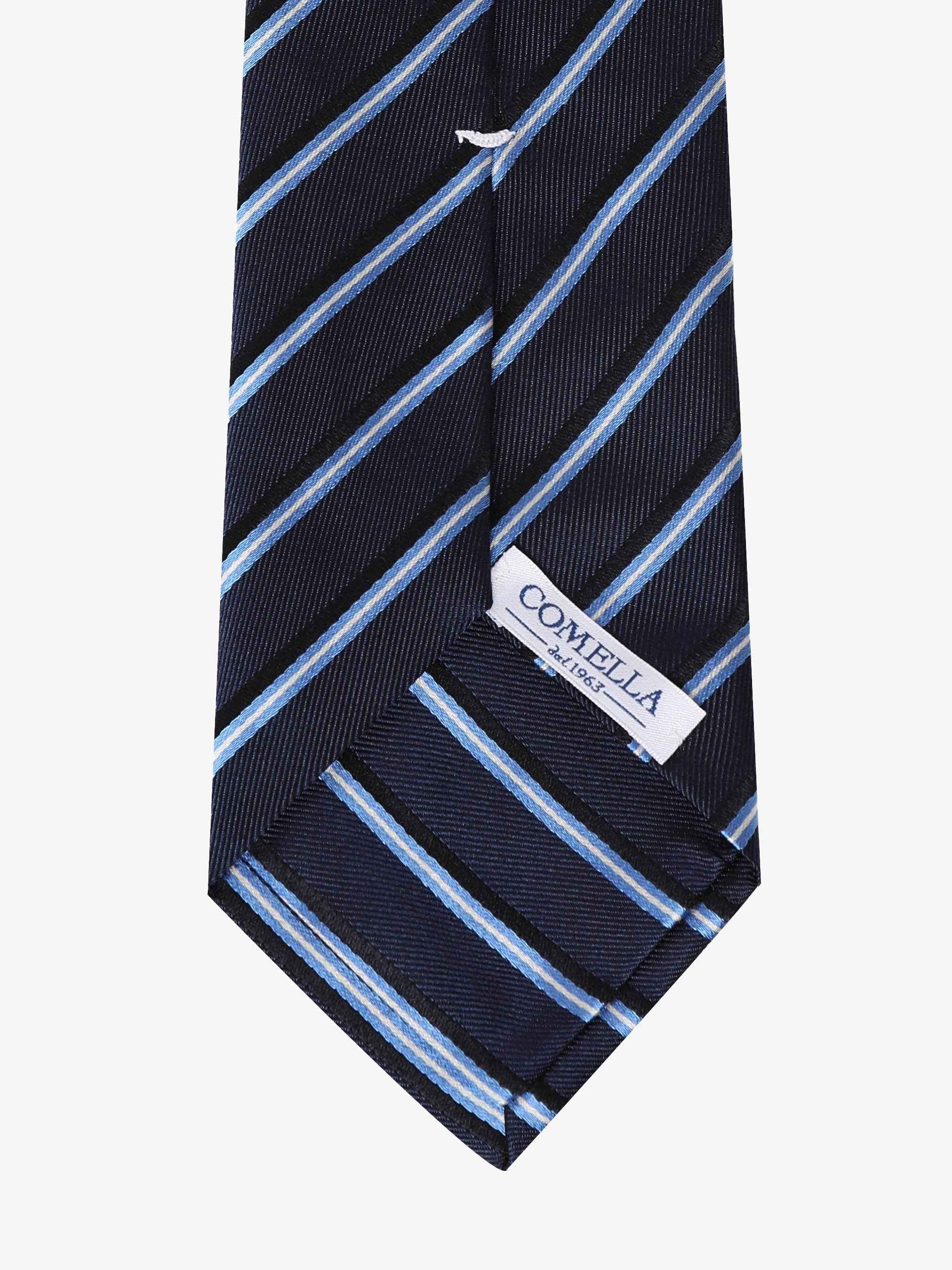 Cravatta a Strisce - Blu, Bianca & Azzurra - Comella Sartoria