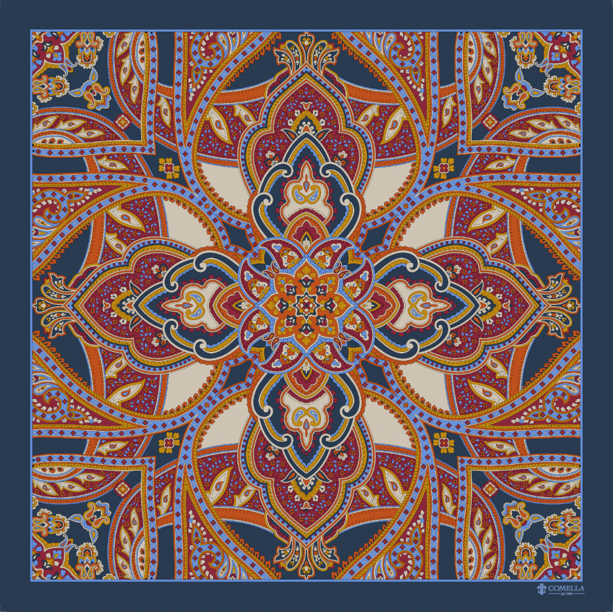 Foulard in Seta - Fantasia Blu Scuro