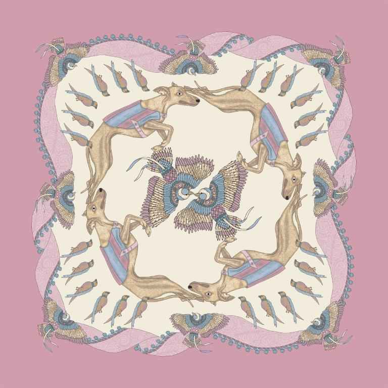 Foulard in Seta - Animali Rosa