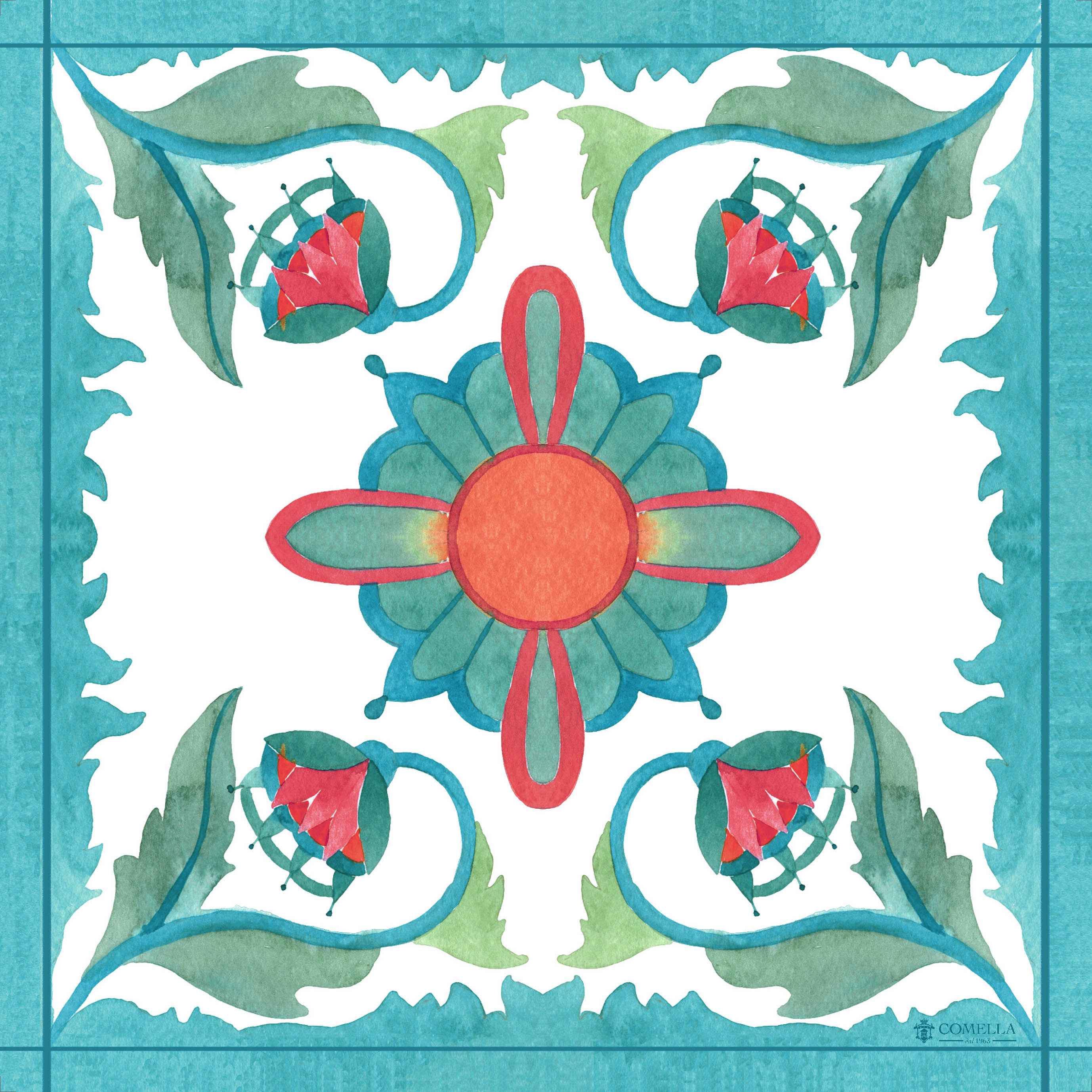 Foulard in Seta - Fantasia Verde Acqua