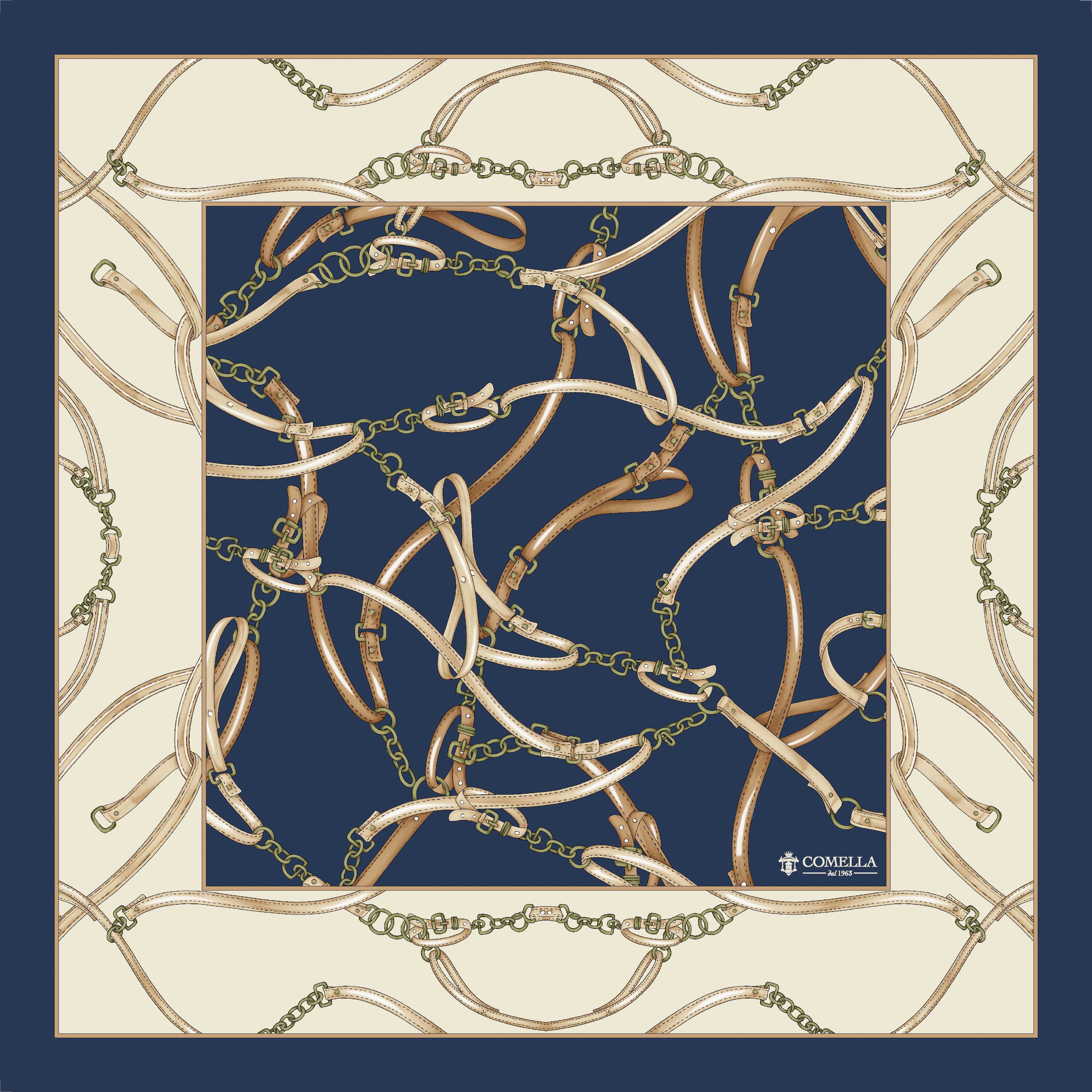 Foulard in Seta - Oro e Blu