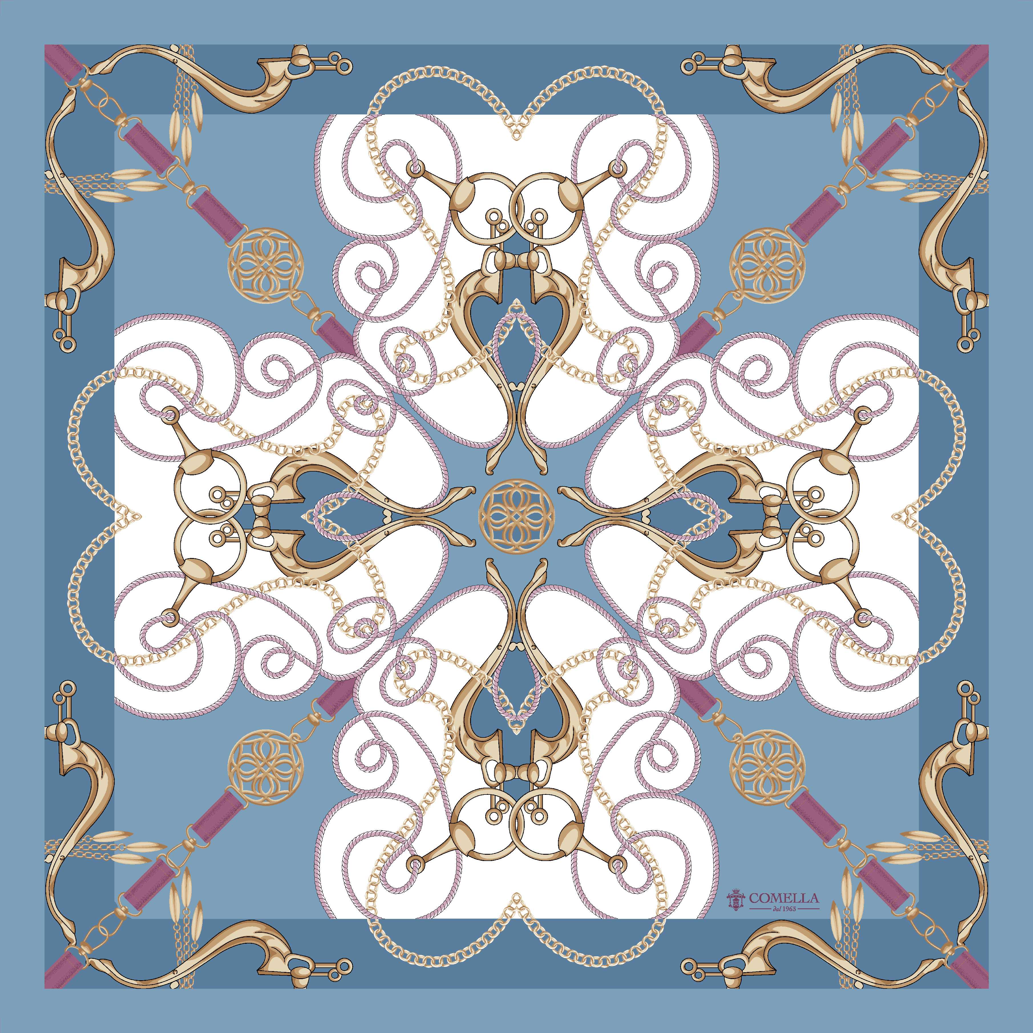Foulard in Seta - Blu/Bianco