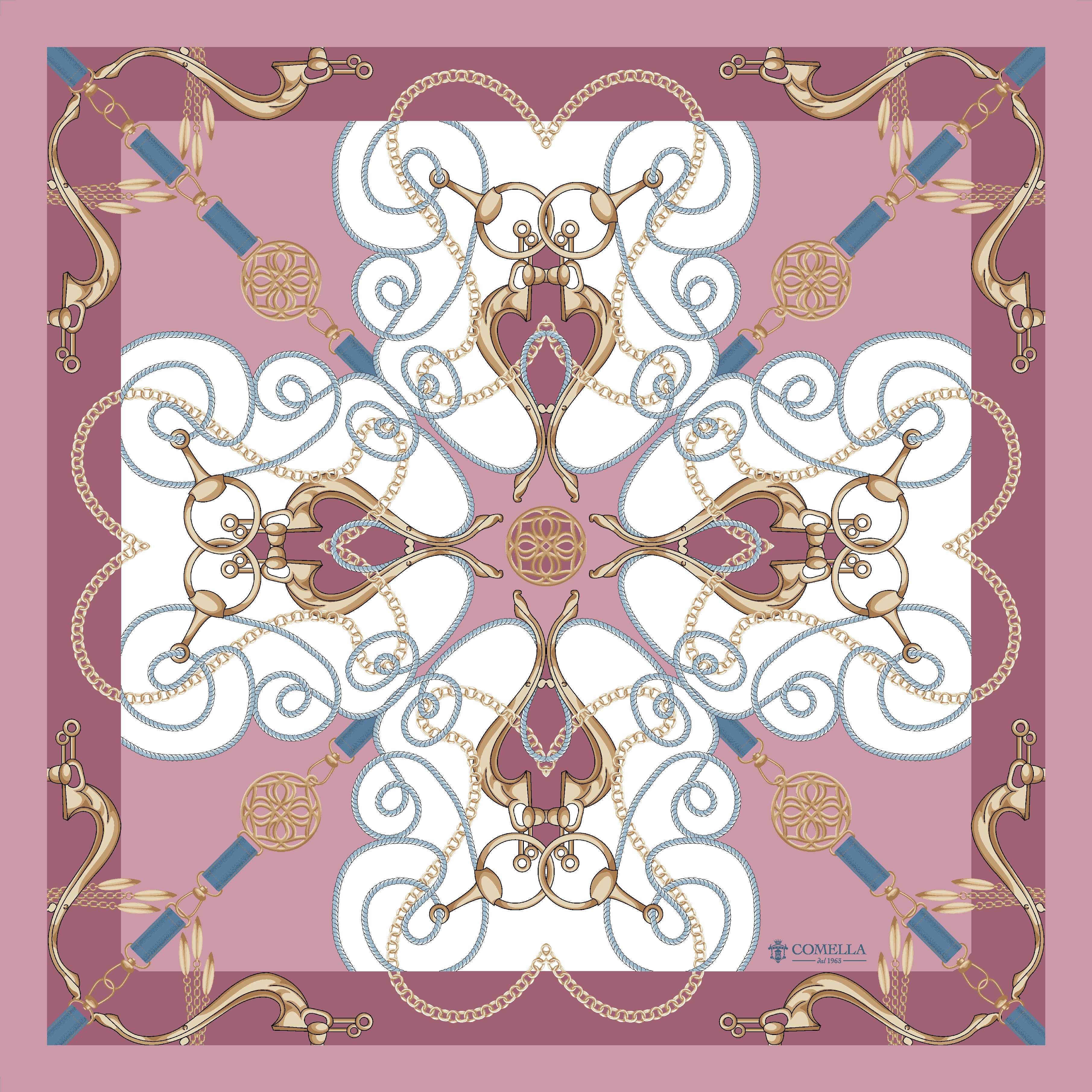 Foulard in Seta - Rosa/Bianco