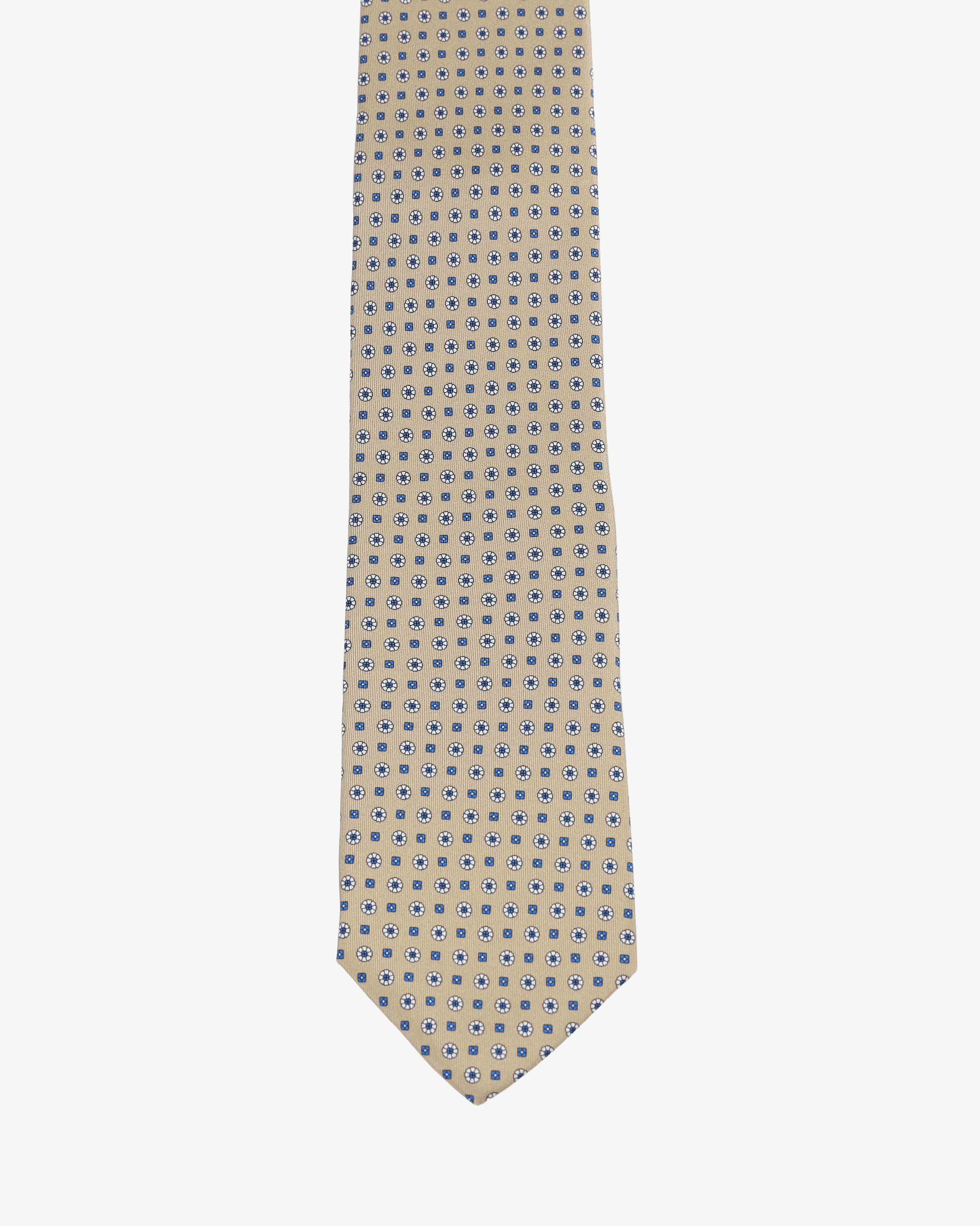 Cravatta con fantasia - Beige e Blu - Comella Sartoria