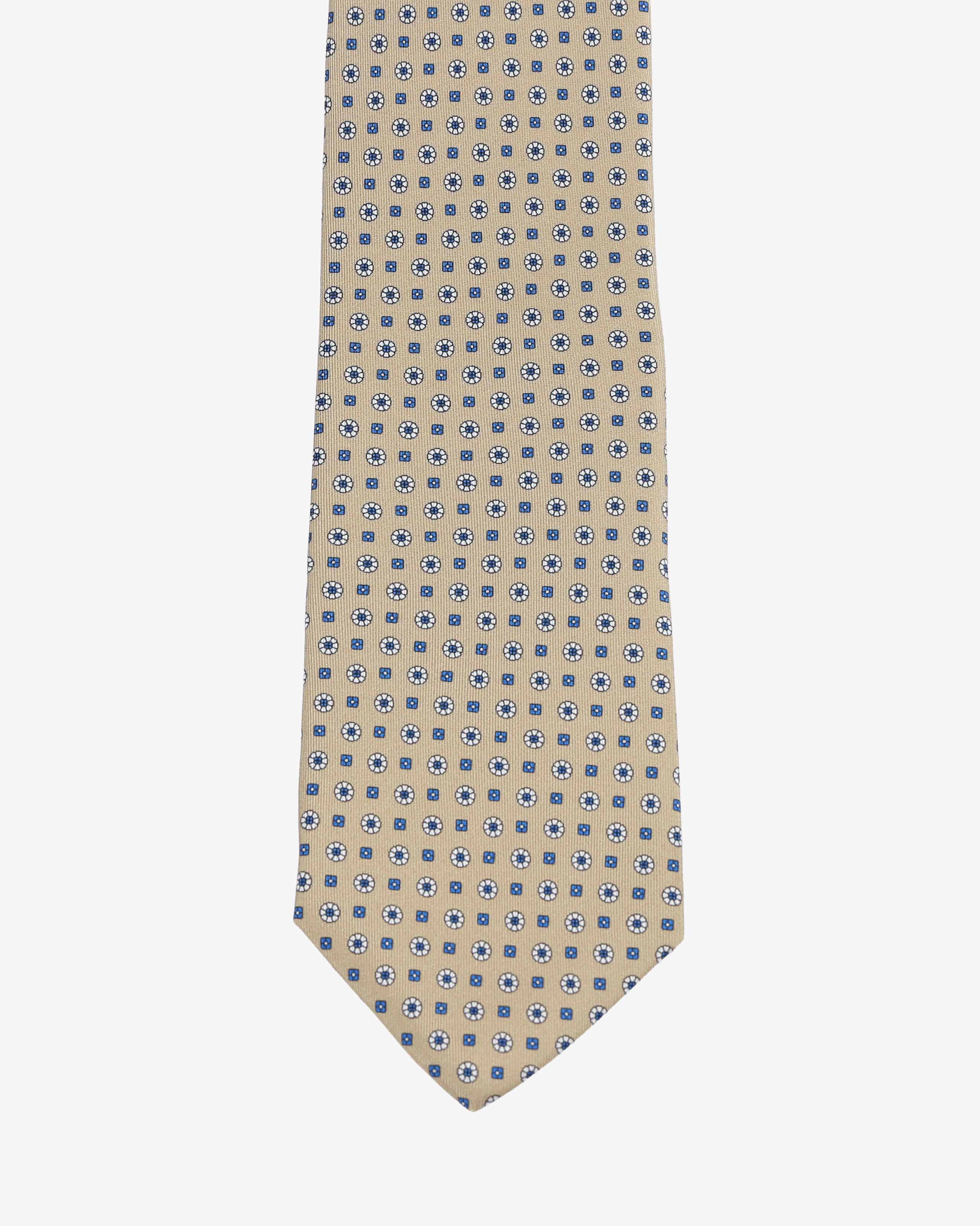 Cravatta con fantasia - Beige e Blu - Comella Sartoria