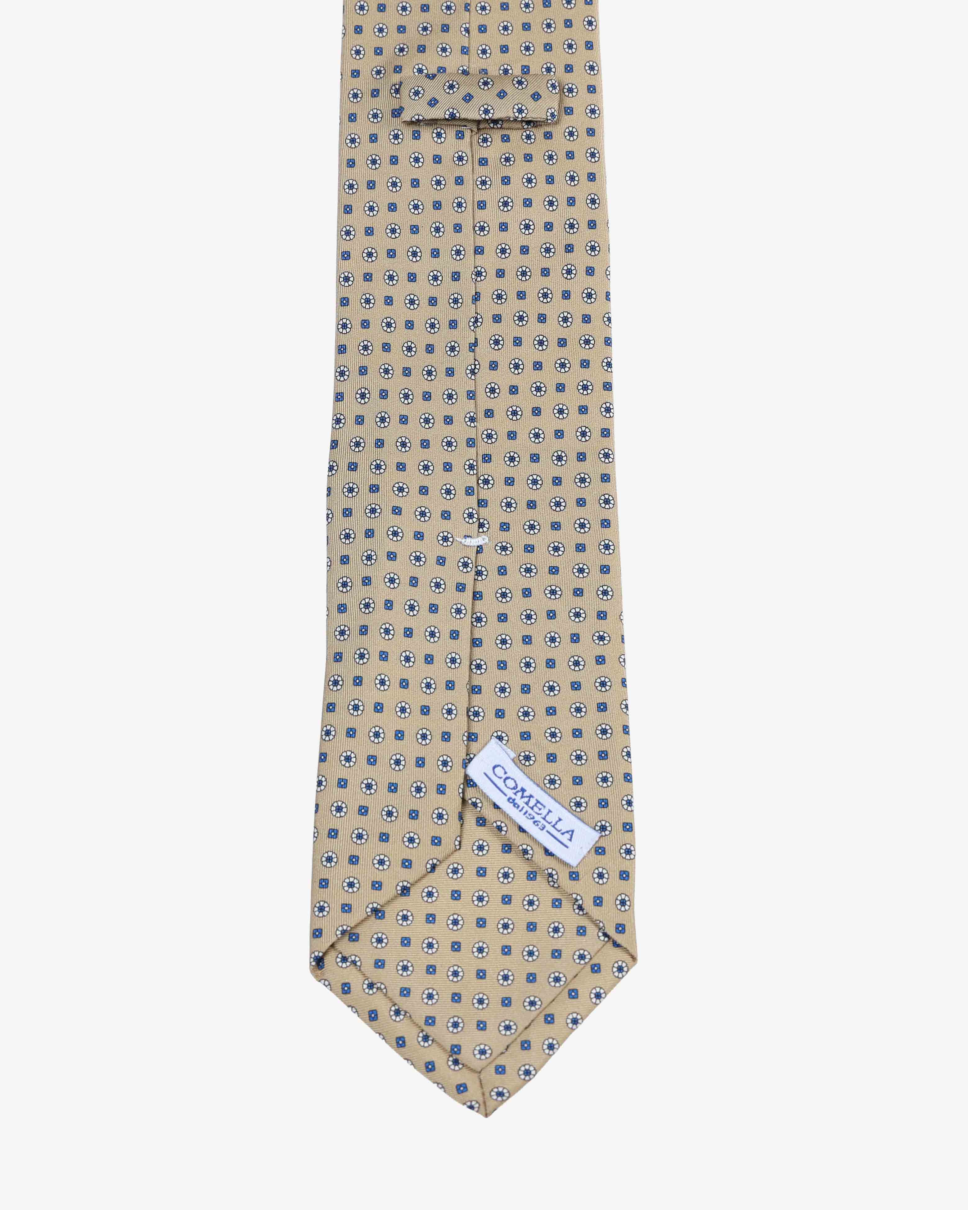 Cravatta con fantasia - Beige e Blu - Comella Sartoria