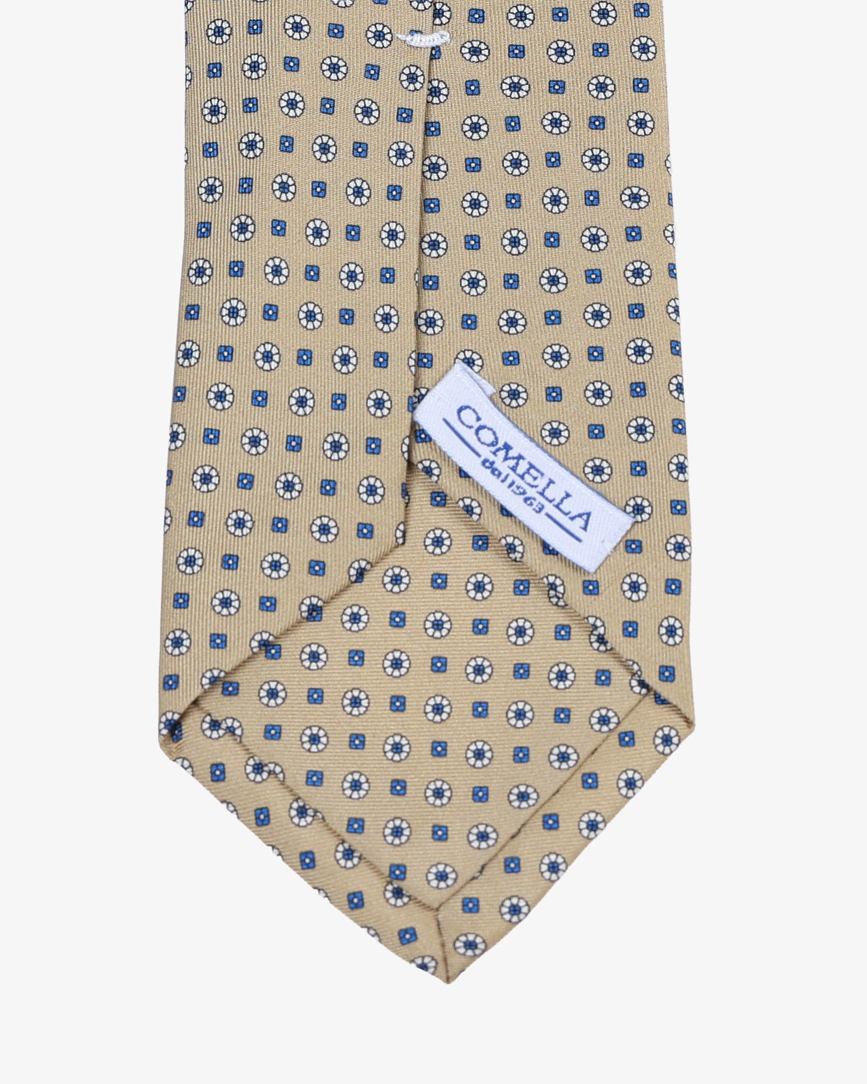 Cravatta con fantasia - Beige e Blu - Comella Sartoria