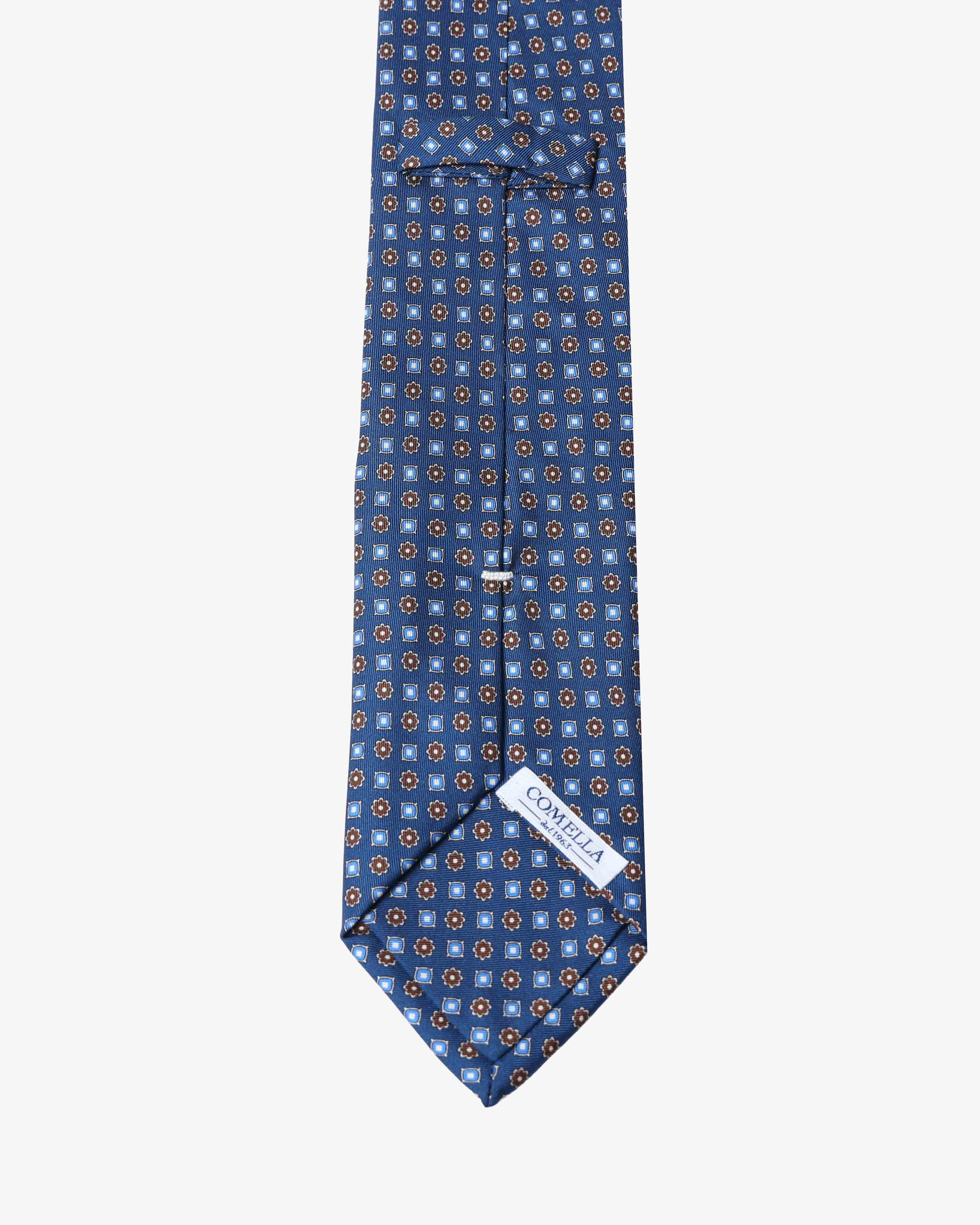 Cravatta con fantasia - Blu oceano - Comella Sartoria