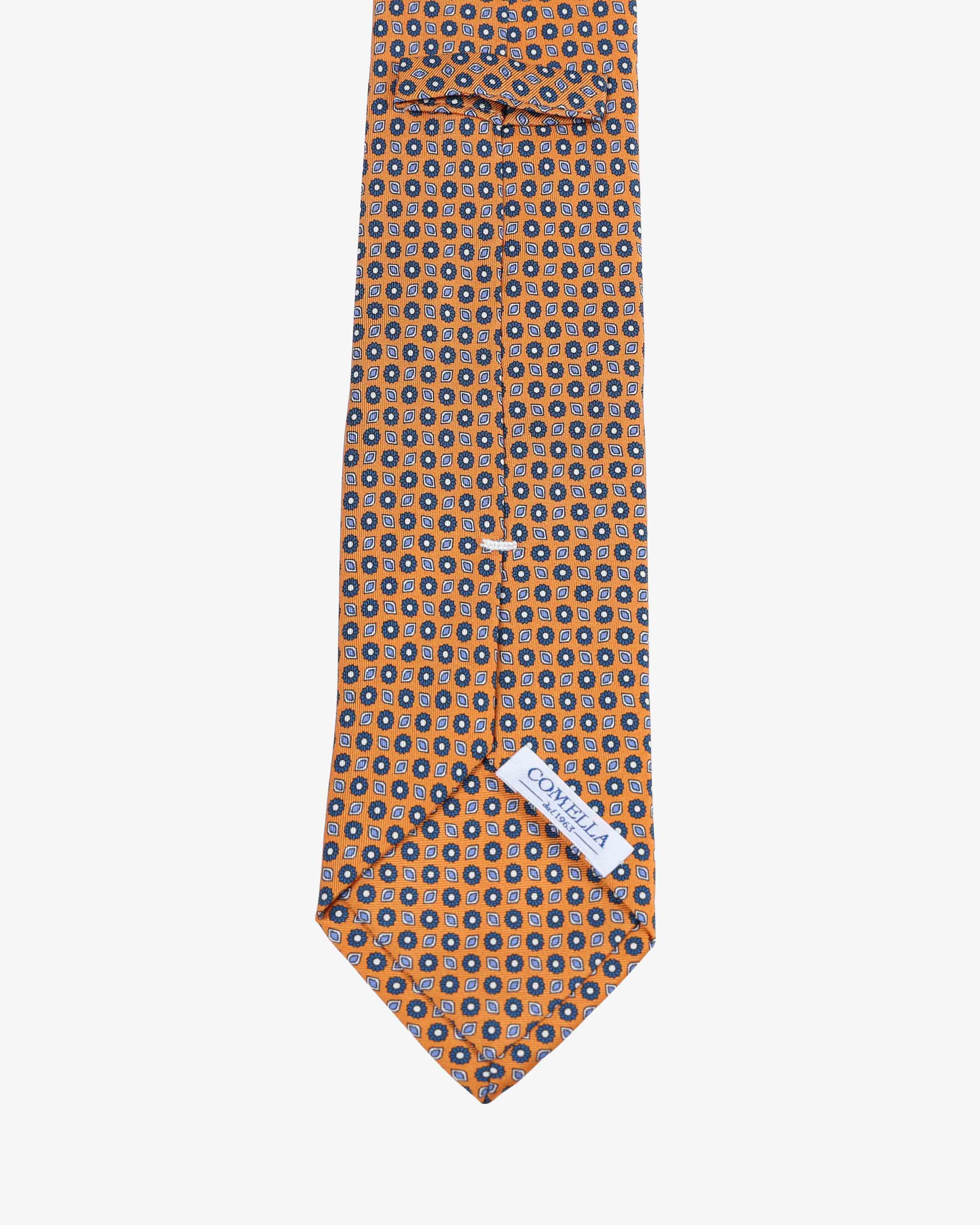 Cravatta con fantasia - Arancio e Blu - Comella Sartoria