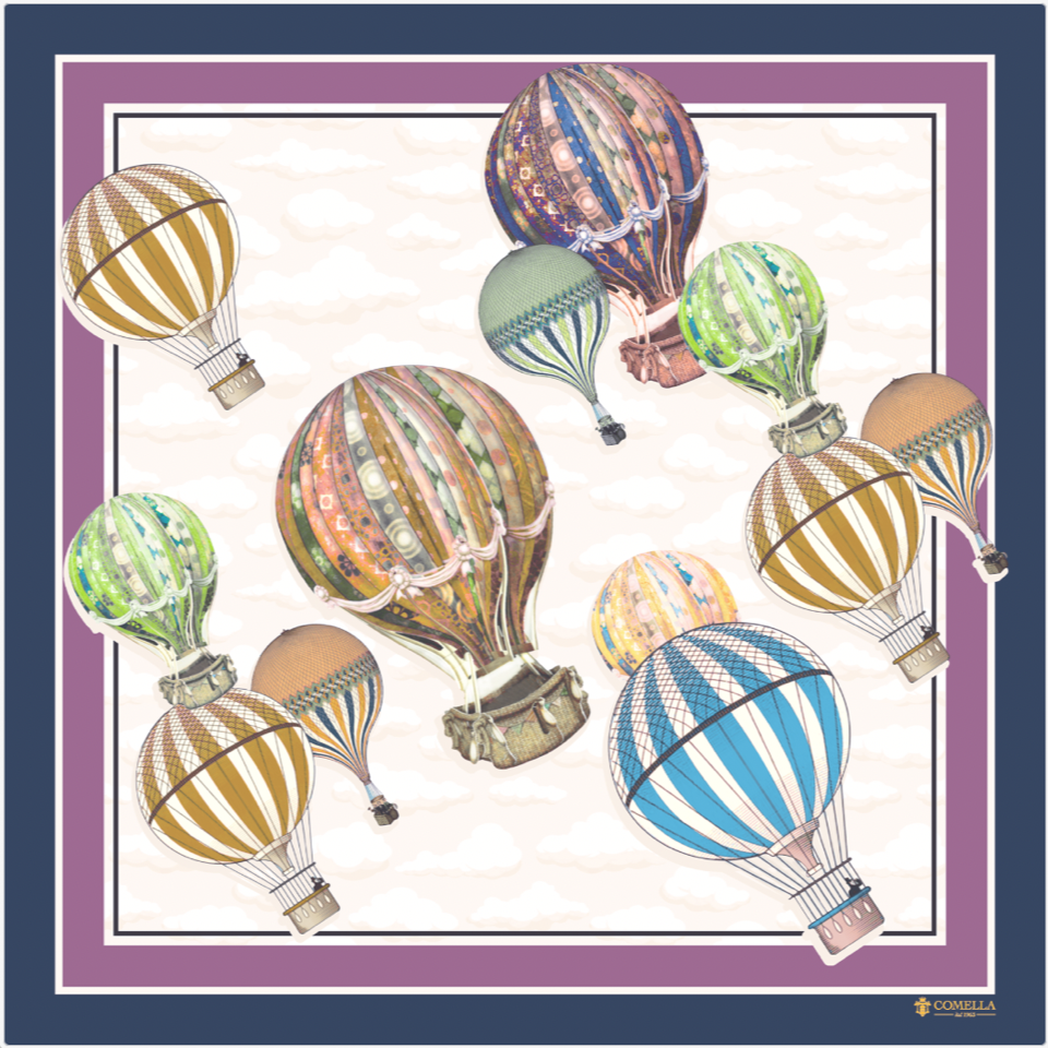 Foulard in Seta - Mongolfiere Blu