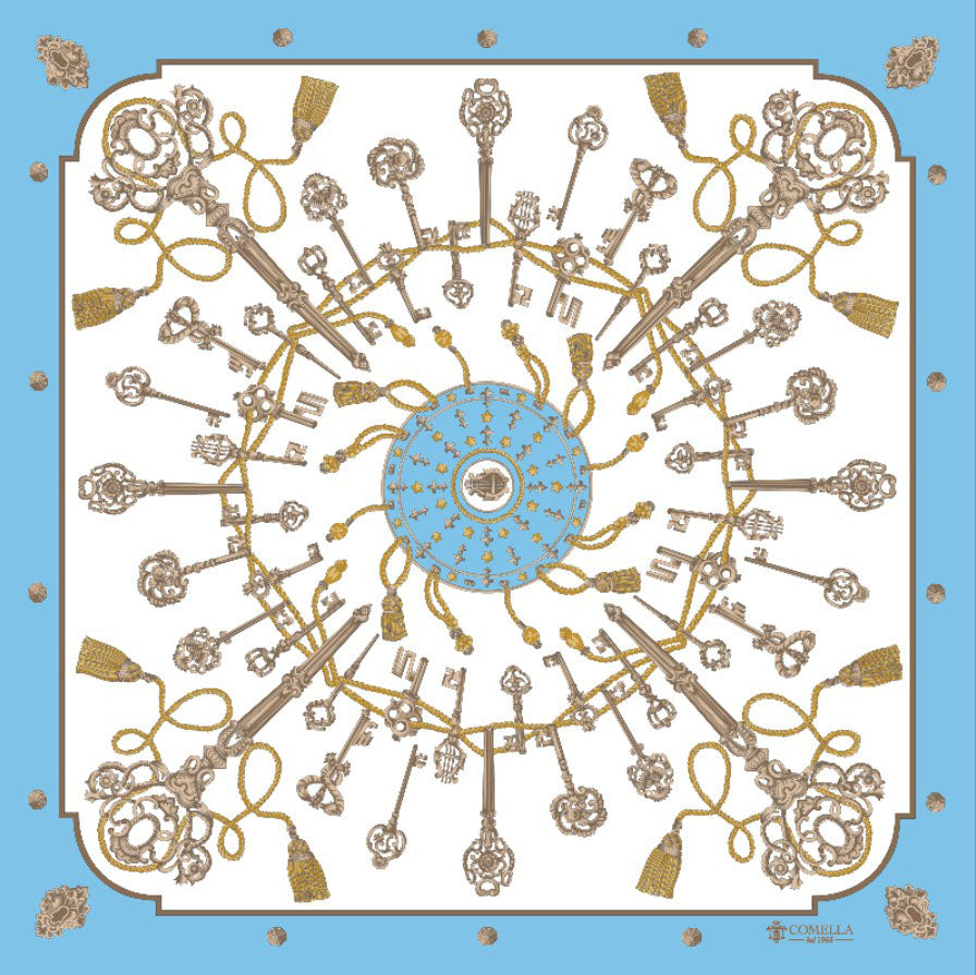 Foulard in Seta - Chiavi Azzurro