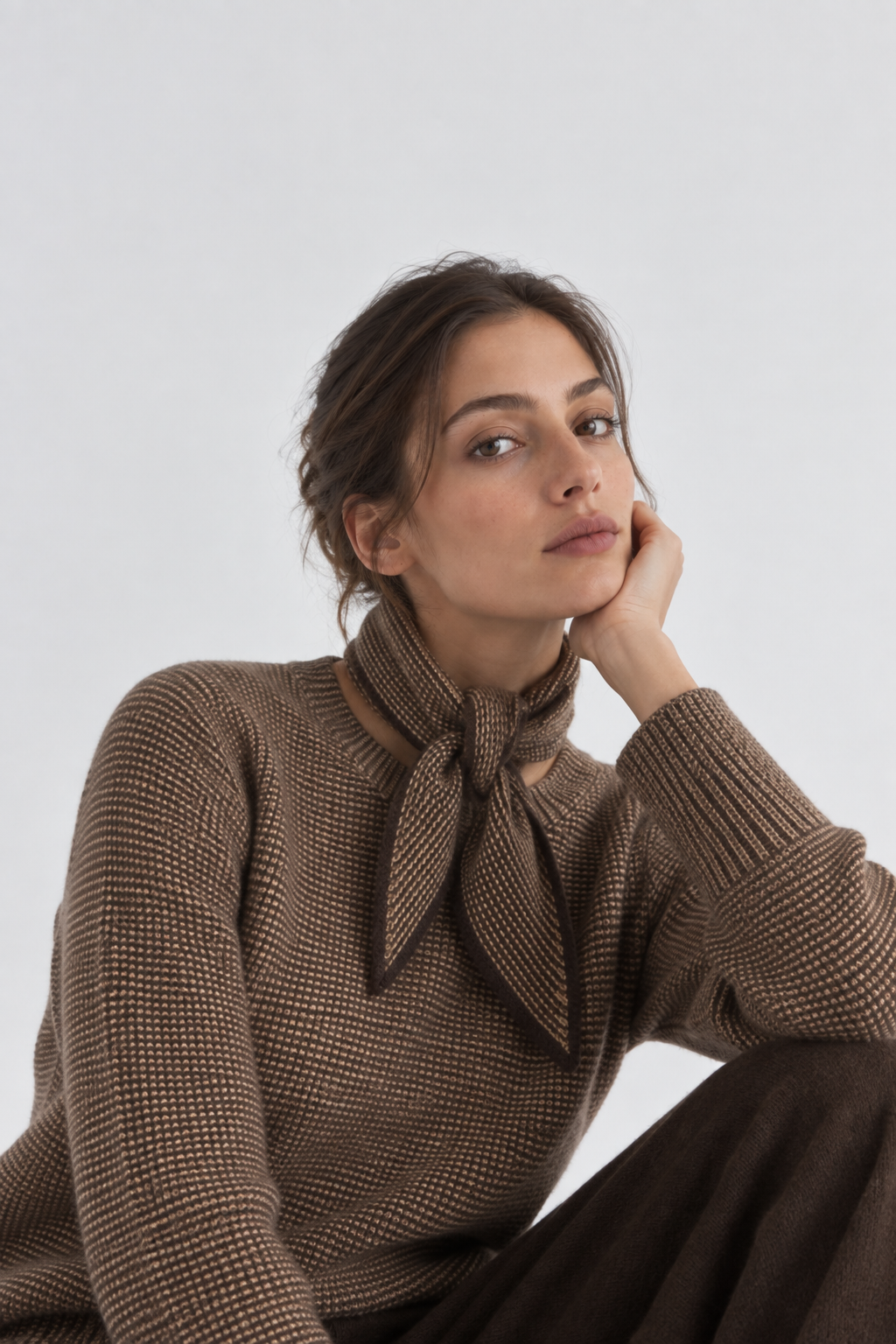 Mini Sciarpa in Cashmere - Marrone - Comella Sartoria