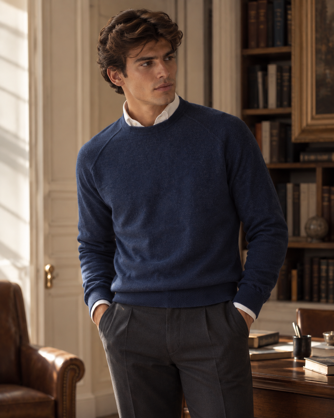 Girocollo taglio felpa in cashmere - Comella Sartoria