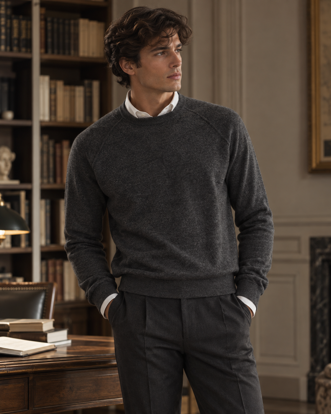 Girocollo taglio felpa in cashmere - Comella Sartoria
