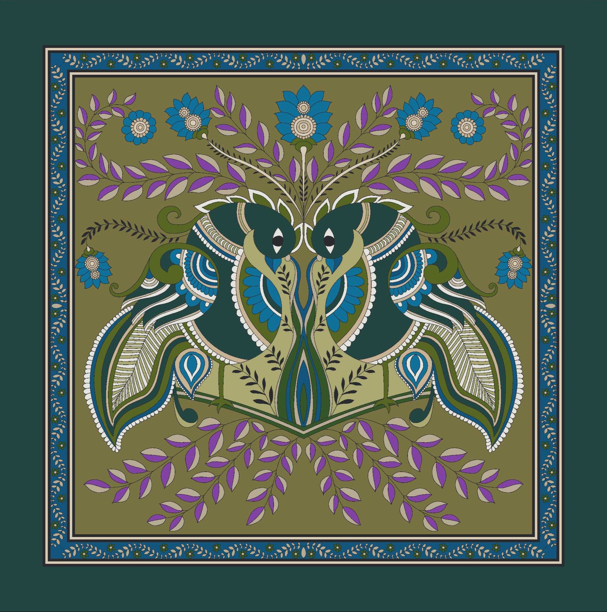Foulard in Seta - Fantasia Verde