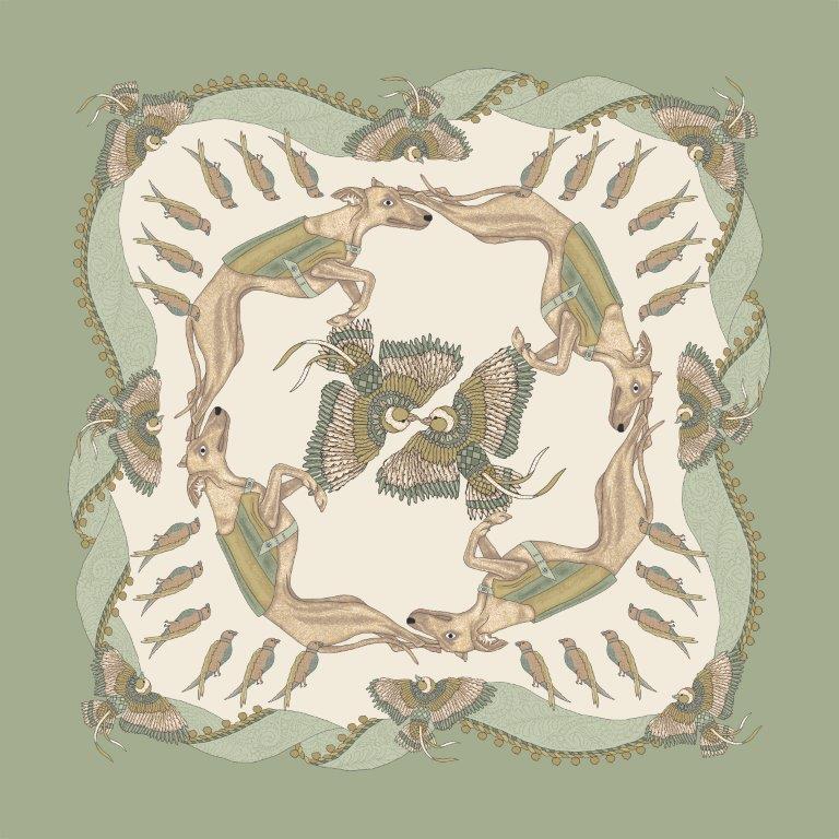 Foulard in Seta - Animali Verde