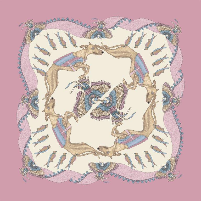 Foulard in Seta - Animali Rosa