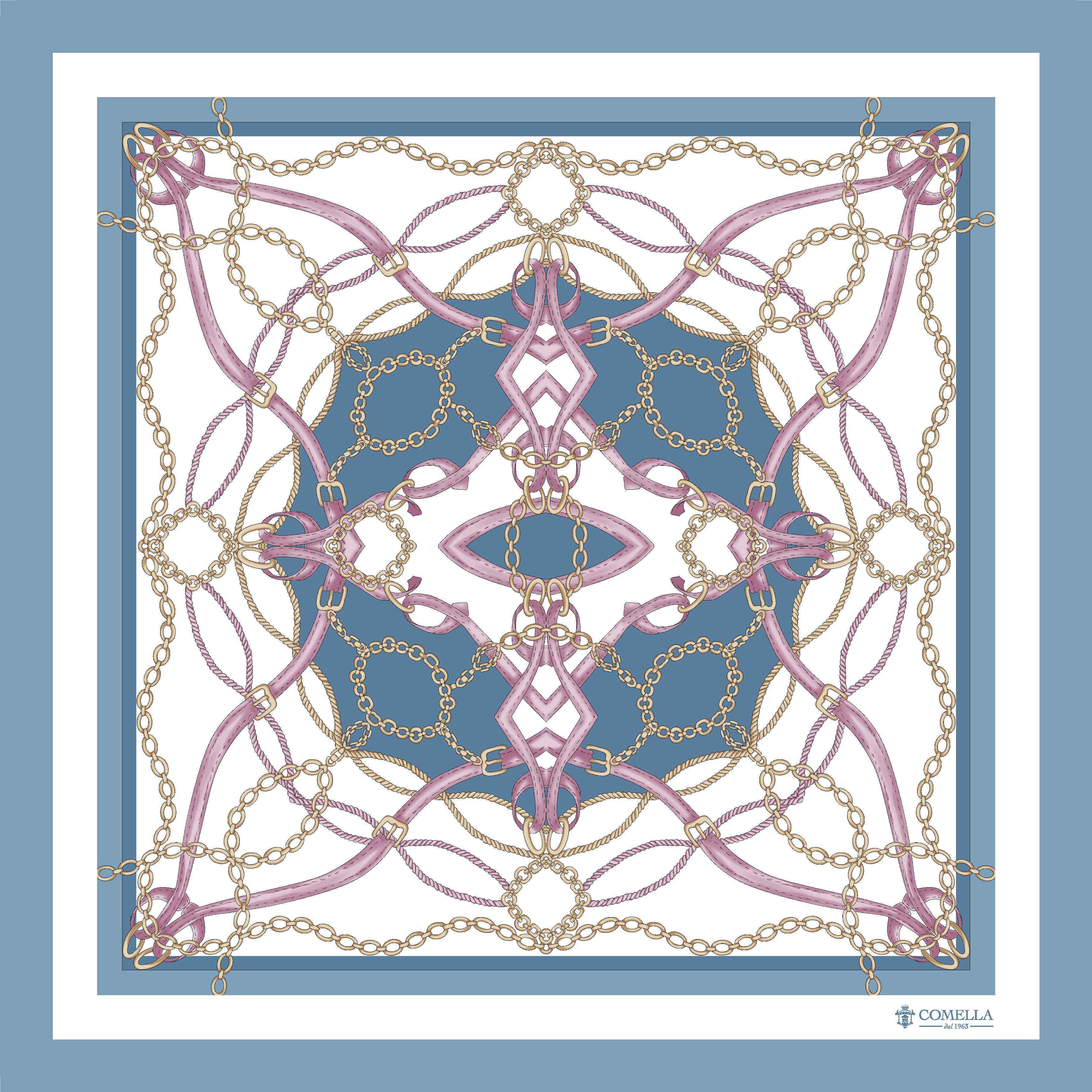 Foulard in Seta - Celeste/Rosa