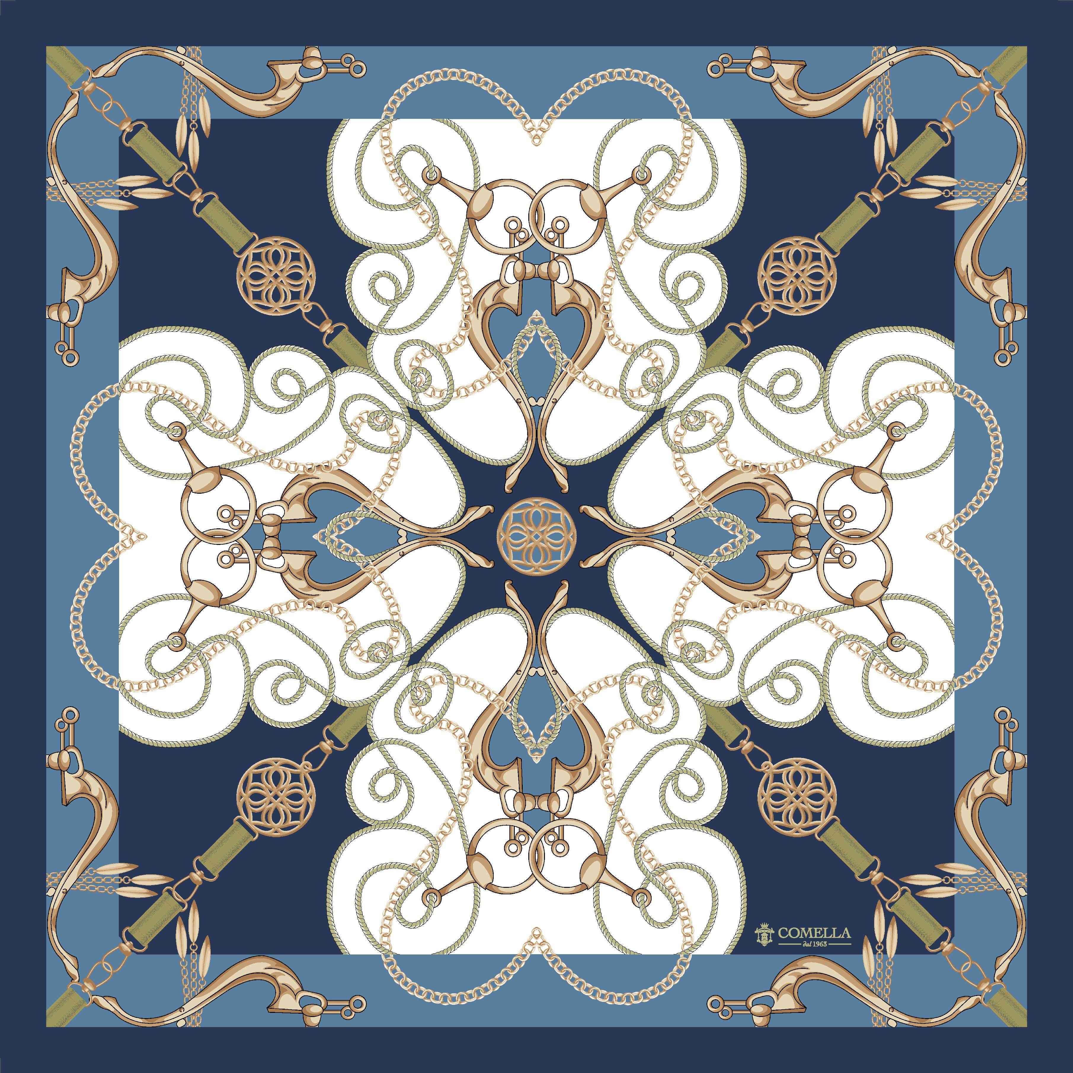 Foulard in Seta - Blu/Bianco