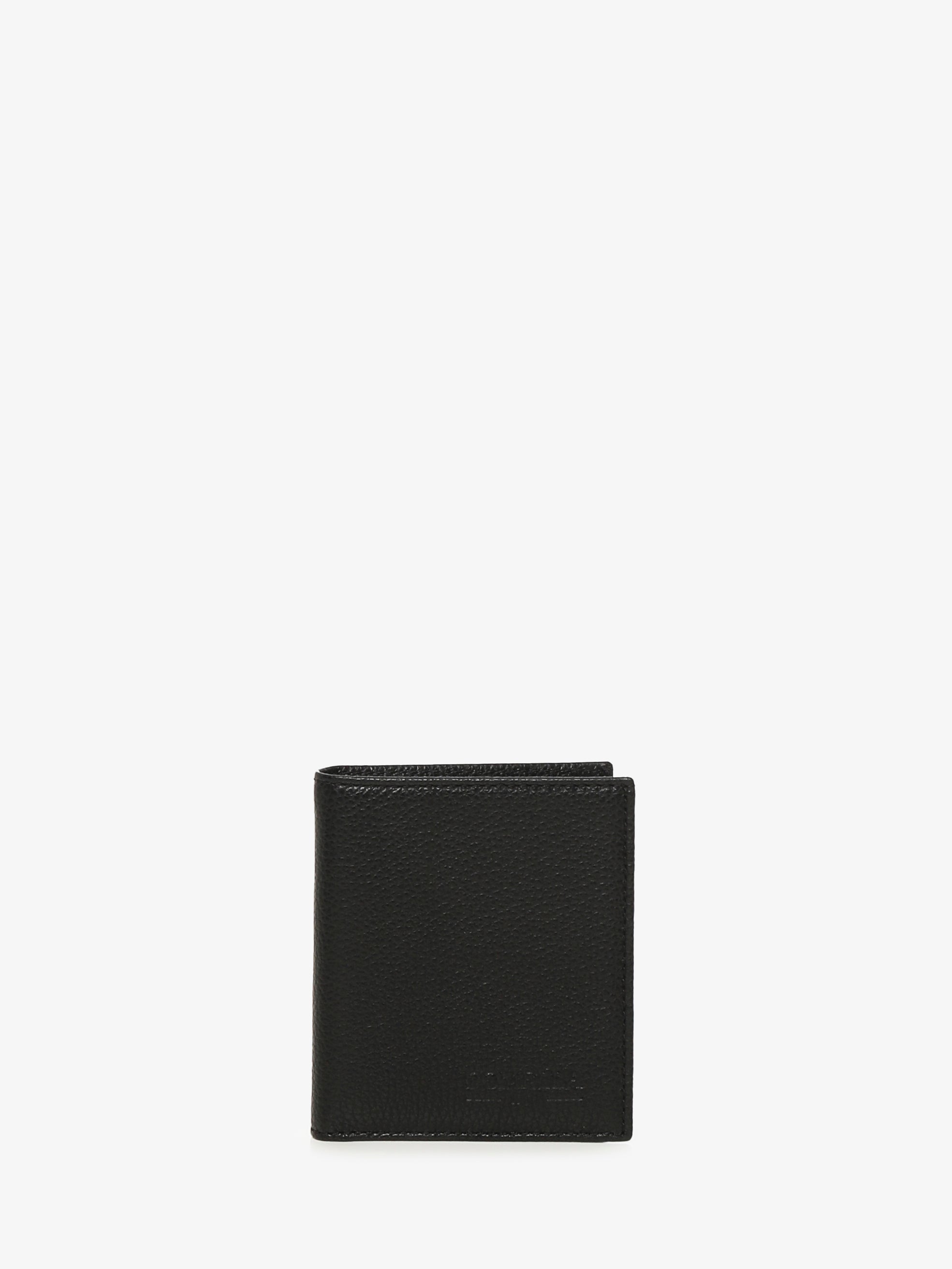 Porta carte pieghevole in Pelle di Vitello - Nero